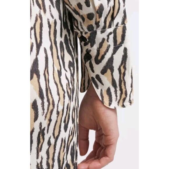 BY MALENE BIRGER Isslania Curved Hem Leopard print Shirt Dress Small? - Picture 6 of 12